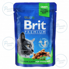 Вологий корм Brit Premium Cat Pouch для стерилізованих котів, з куркою, 100 г