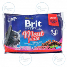 Набір вологих кормів Brit Premium Cat Pouch «М'ясна тарілка» для котів, 4 шт х 100 г