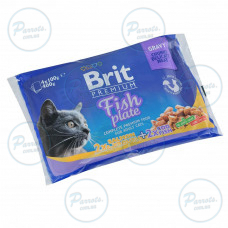 Набір вологих кормів Brit Premium Cat Pouch «Рибна тарілка» для котів, 4 шт х 100 г