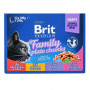Набір вологих кормів Brit Premium Cat Pouch «Сімейна тарілка» для котів, асорті із 4 смаків, 12 шт х 100 г