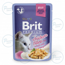 Вологий корм Brit Premium Cat Pouch для котів, філе курки в желе, 85 г