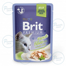 Влажный корм Brit Premium Cat Pouch для кошек, филе форели в желе, 85 г