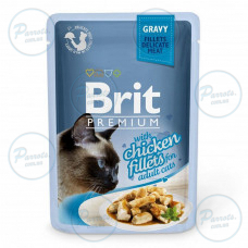 Влажный корм Brit Premium Cat Pouch для кошек, куриное филе в соусе, 85 г