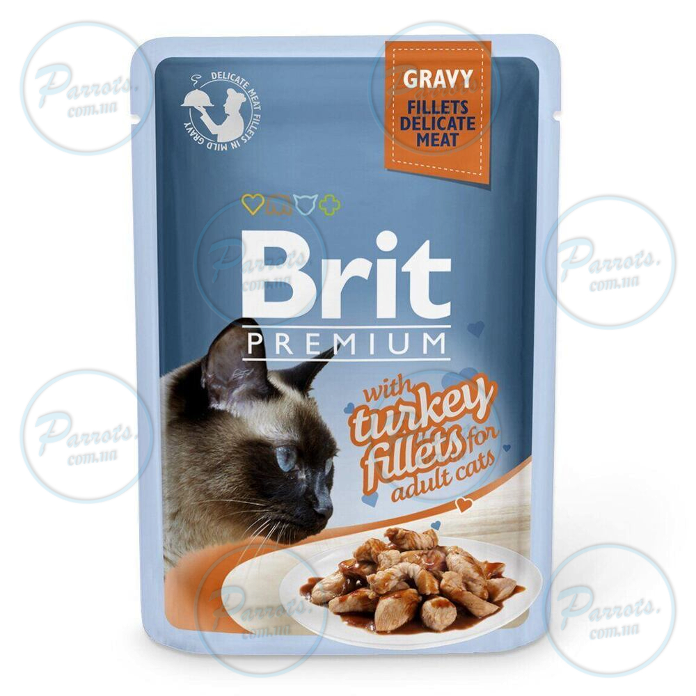 Влажный корм Brit Premium Cat Pouch для кошек, филе индейки в соусе, 85 г