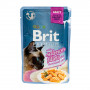 Вологий корм Brit Premium Cat Pouch для стерилізованих котів, філе лосося в соусі, 85 г