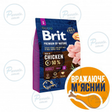 Сухой корм Brit Premium Dog Adult S для взрослых собак малых пород, с курицей, 3 кг