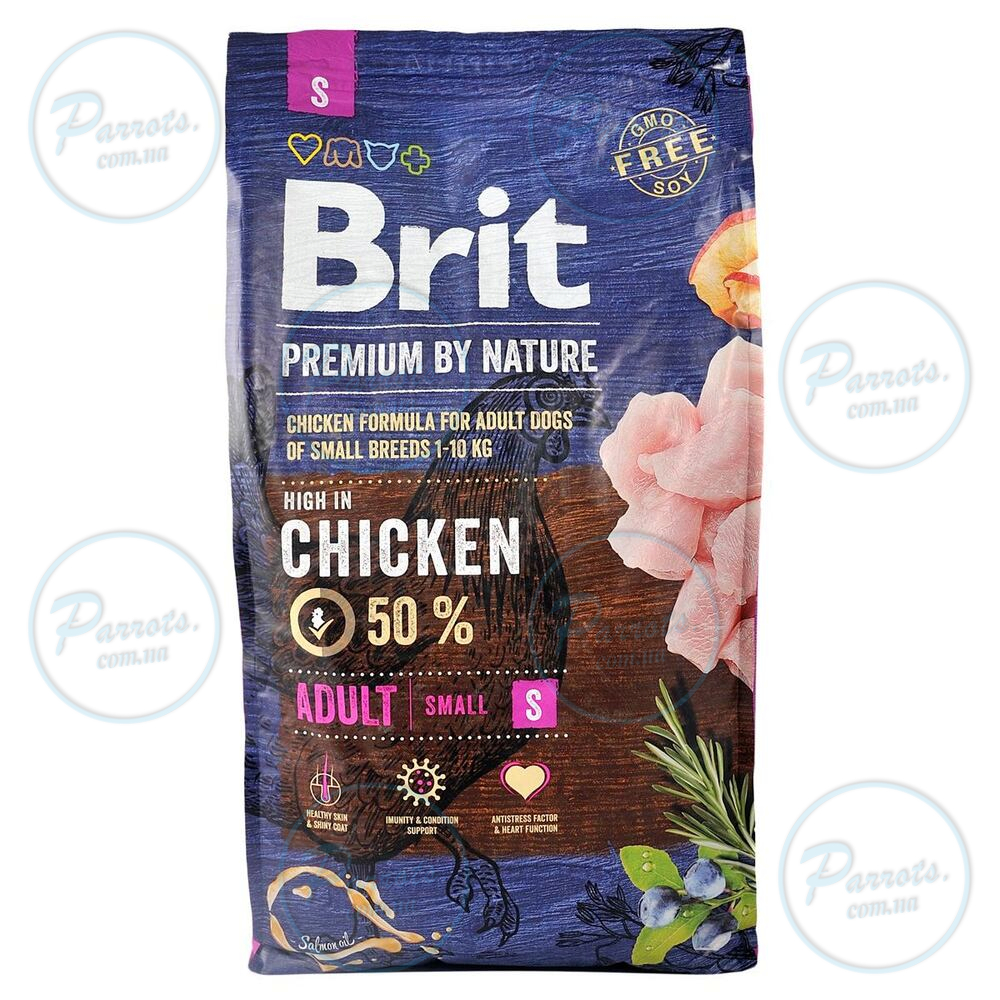 Сухой корм Brit Premium Dog Adult S для взрослых собак малых пород, с курицей, 8 кг