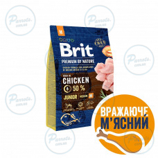 Сухой корм Brit Premium Dog Junior M для щенков и юниоров средних пород, с курицей, 3 кг