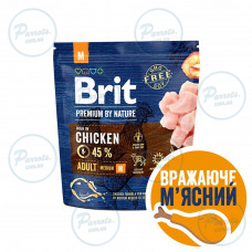 Сухой корм Brit Premium Dog Adult M для взрослых собак средних пород, с курицей, 1 кг