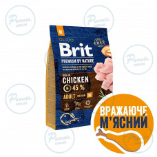 Сухой корм Brit Premium Dog Adult M для взрослых собак средних пород, с курицей, 3 кг