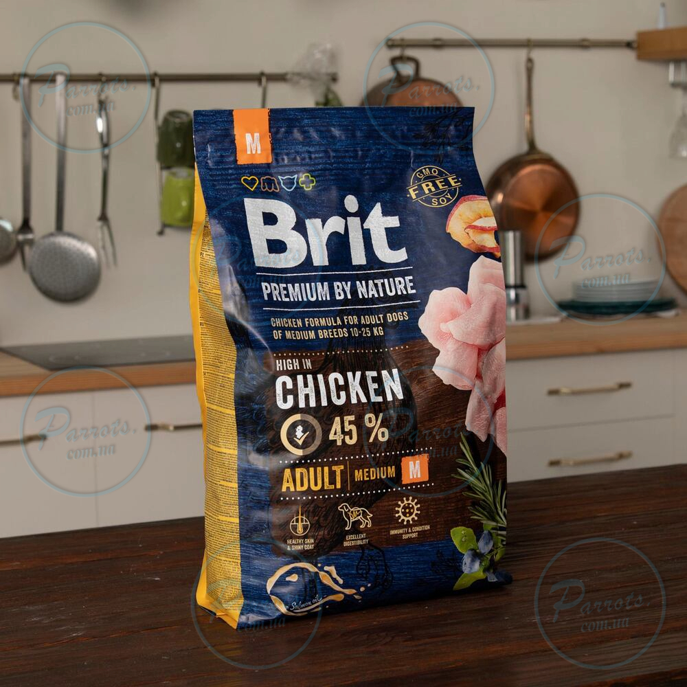Сухой корм Brit Premium Dog Adult M для взрослых собак средних пород, с курицей, 3 кг