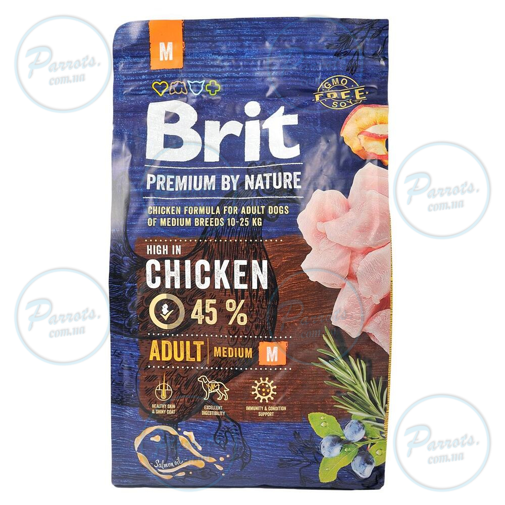 Сухой корм Brit Premium Dog Adult M для взрослых собак средних пород, с курицей, 3 кг