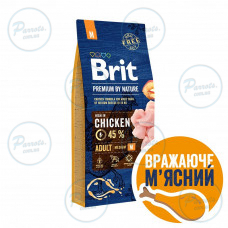 Сухой корм Brit Premium Dog Adult M для взрослых собак средних пород, с курицей, 15 кг