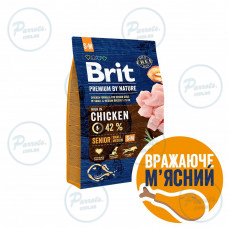 Сухой корм Brit Premium Dog Senior S+M для стареющих собак малых и средних пород, с курицей, 3 кг