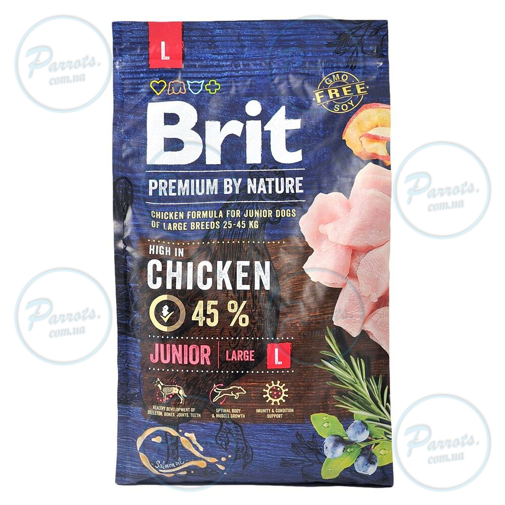 Сухий корм Brit Premium Dog Junior L для цуценят та юніорів великих порід, з куркою, 3 кг