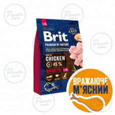 Корм сухий Brit Premium Dog Senior L+XL для собак похилого віку великих та гігантських порід вагою 25-90 кг з куркою...