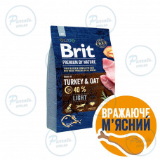 Сухий корм Brit Premium Dog Light для собак із зайвою вагою, з індичкою, 3 кг