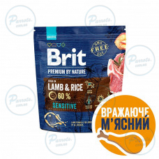 Сухий корм Brit Premium Dog Sensitive Lamb для собак з чутливим травленням, з ягням, 1 кг