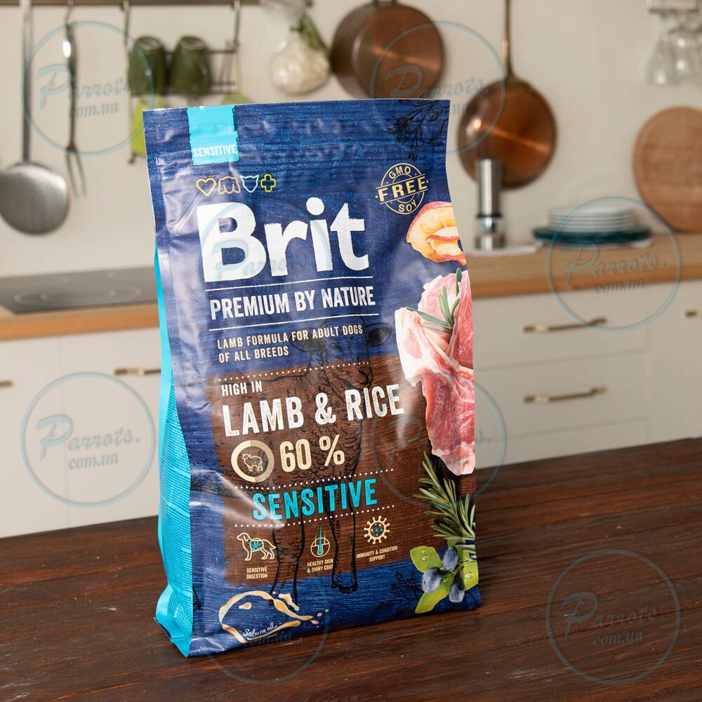 Сухий корм Brit Premium Dog Sensitive Lamb для собак з чутливим травленням, з ягням, 3 кг