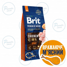Сухой корм Brit Premium Dog Sport для собак с высокими энергозатратами, с курицей, 15 кг