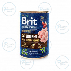 Вологий корм Brit Premium by Nature для собак, курка з курячим серцем, 400 г