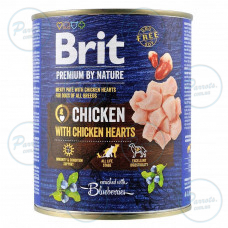 Влажный корм Brit Premium by Nature для собак, курица с куриным сердцем, 800 г