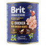 Вологий корм Brit Premium by Nature для собак, курка з курячим серцем, 800 г