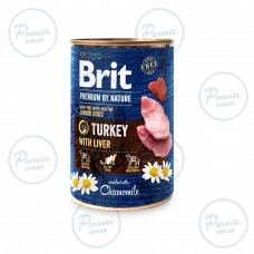 Вологий корм Brit Premium by Nature для собак, індичатина з печінкою, 400 г