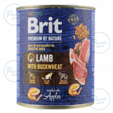Вологий корм Brit Premium by Nature для собак, ягня з гречкою, 800 г