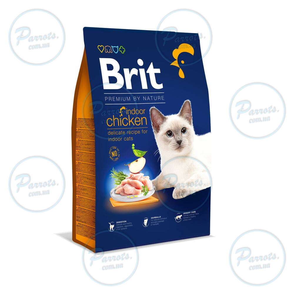 Сухий корм Brit Premium Cat by Nature Indoor для котів, які живуть у приміщенні, з куркою, 8 кг