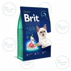 Сухий корм Brit Premium Cat by Nature Sensitive для котів із чутливим травленням, з ягням, 8 кг