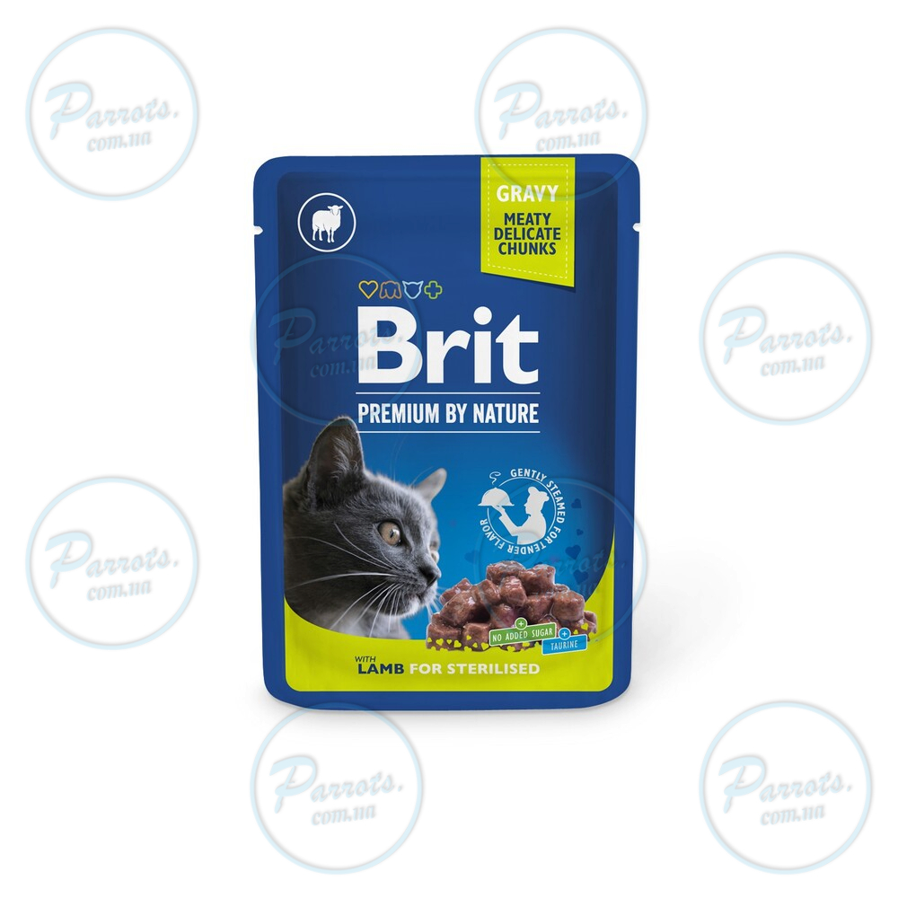 Влажный корм Brit Premium Cat pouch для стерилизованных кошек, ягнятина, 100 г