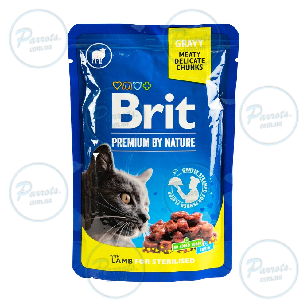 Влажный корм Brit Premium Cat pouch для стерилизованных кошек, ягнятина, 100 г