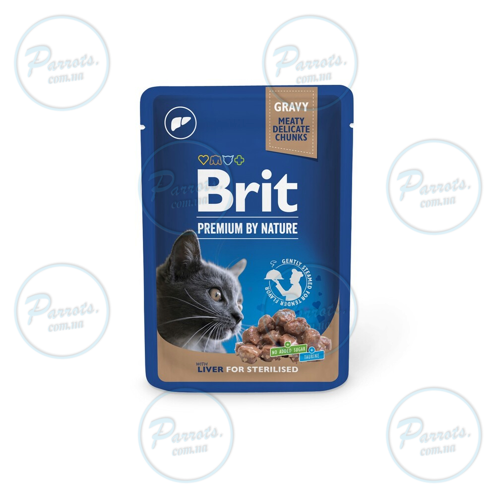 Влажный корм Brit Premium Cat pouch для стерилизованных кошек, печень, 100 г