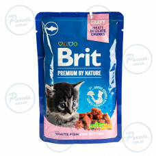 Вологий корм Brit Premium Cat pouch для кошенят, біла риба, 100 г