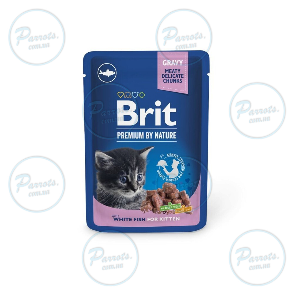Влажный корм Brit Premium Cat pouch для котят, белая рыба, 100 г