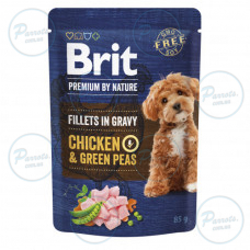 Корм вологий Brit Premium Fillets in Gravy Chicken & Green Peas для собак малих порід філе в соусі курка і горошок 85 г