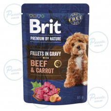 Корм вологий Brit Premium Fillets in Gravy Beef & Carrot для собак малих порід філе в соусі яловичина і морква 85 г