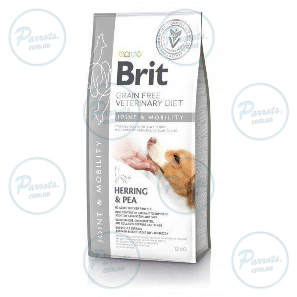 Сухий корм Brit GF VetDiet Dog Mobility для собак, для здоров'я суглобів, з оселедцем, лососем, горохом та гречкою, 12 кг