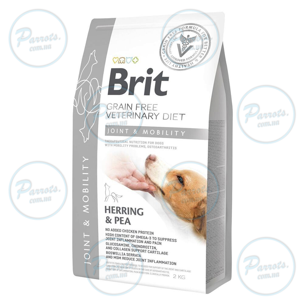Сухий корм Brit GF VetDiet Dog Mobility для собак, для здоров'я суглобів, з оселедцем, лососем, горохом та гречкою, 2 кг