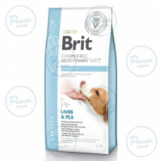 Сухий корм Brit GF VetDiet Dog Obesity для собак, корекція ваги, з ягням, індичкою та горохом, 12 кг
