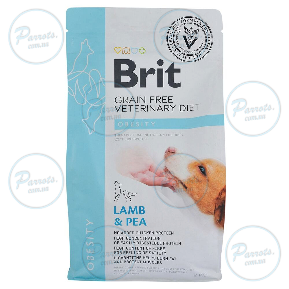 Сухий корм Brit GF VetDiet Dog Obesity для собак, корекція ваги, з ягням, індичкою та горохом, 2 кг