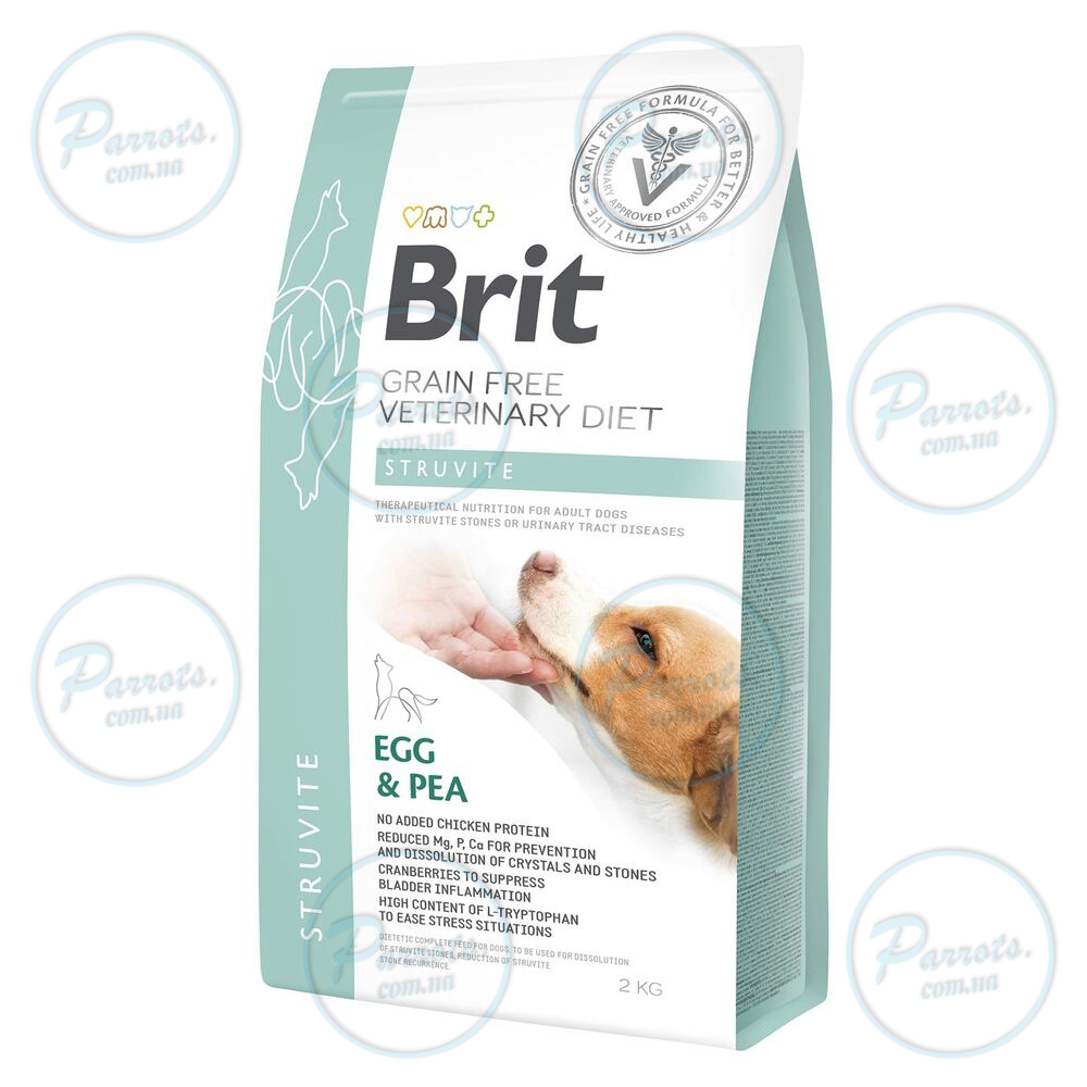 Сухий корм Brit GF VetDiet Dog Struvite для собак, при сечокаменній хворобі, з яйцем, індичкою, горохом и гречкой, 2 кг