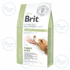 Сухий корм Brit GF VetDiet Dog Diabetes для собак, при цукровому діабеті, з індичкою та горохом, 2 кг