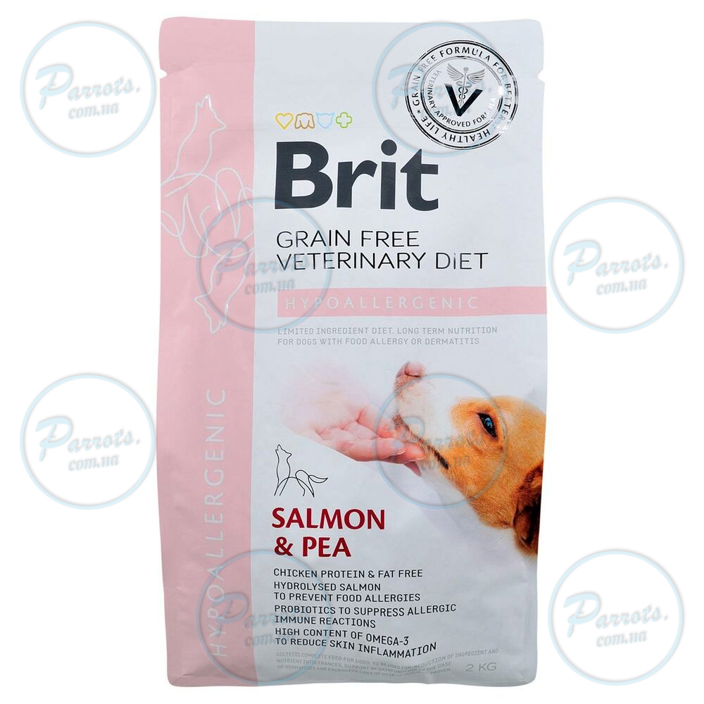 Сухий корм Brit GF VetDiet Dog Hypoallergenic для собак, при харчовій алергії, з лососем, горохом і гречкою, 2 кг