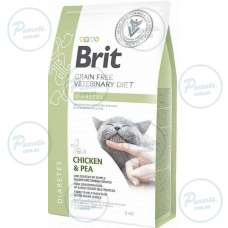 Сухой корм Brit GF VetDiets Cat Diabetes для кошек, при сахарном диабете, с курицей и горохом, 2 кг