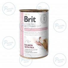 Вологий корм Brit GF VetDiet Hypoallergenic для собак, із харчовою алергією або непереносимістю, з лососем та горошком, 400 г