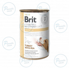 Вологий корм Brit GF VetDiet Hepatic для собак, для підтримки роботи печінки, індичка та горошок, 400 г