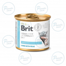Влажный корм Brit GF VetDiet Obesity для кошек, при ожирении и избыточном весе, с ягненком, 200 г