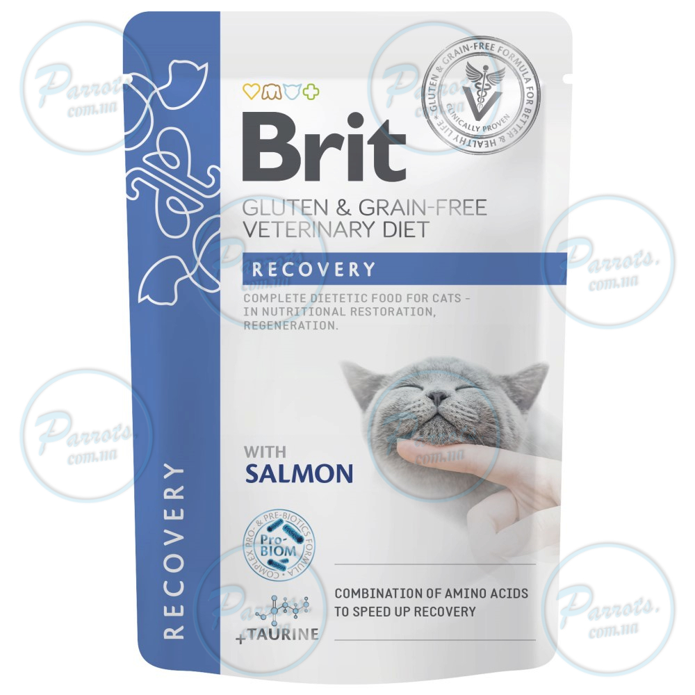 Корм вологий для котів Brit GF VetDiet Recovery з лососем, 12 x 85 г